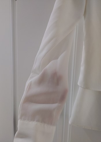 Beyaz Piliseli Uzun Kollu Kadın Bluz - Görsel 7