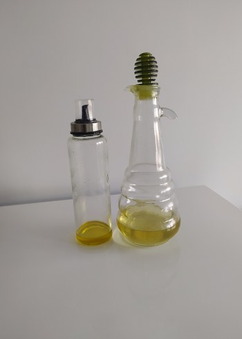 Açık haki renkli cam yağlık seti - Görsel 3