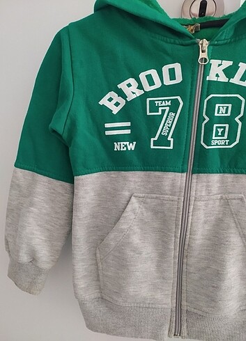 5 Yaş Beden yeşil Renk Kapşonlu çocuk sweatshirt 5/6