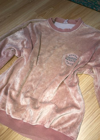Pembe Kadife Kadın Sweatshirt