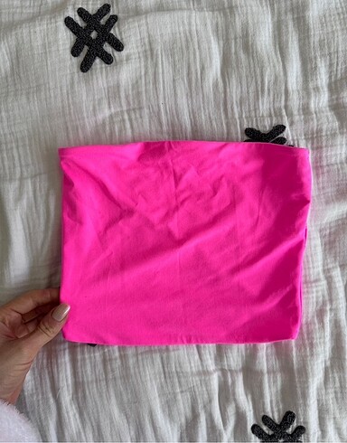 Bershka neon pembe straplez body