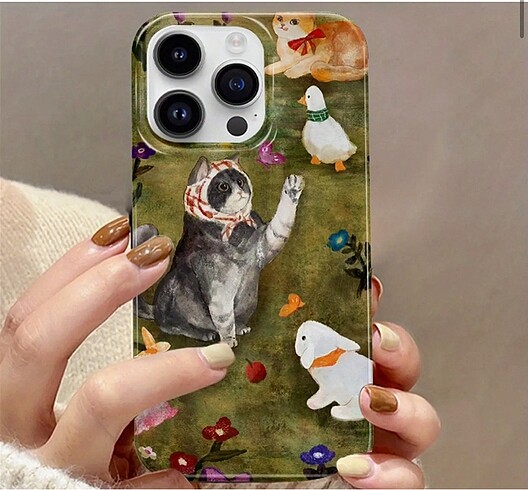 iPhone 11 kılıfı yeşil kedi