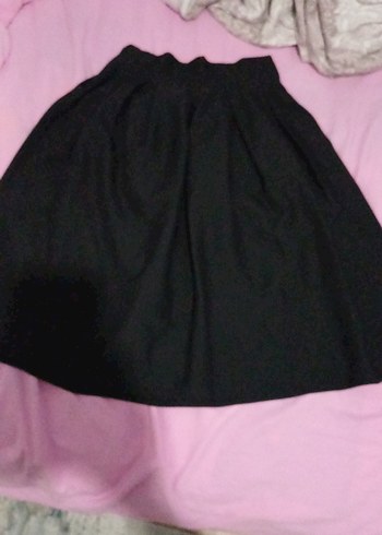 Drapeli Siyah Midi Kadın Etek - Görsel 2