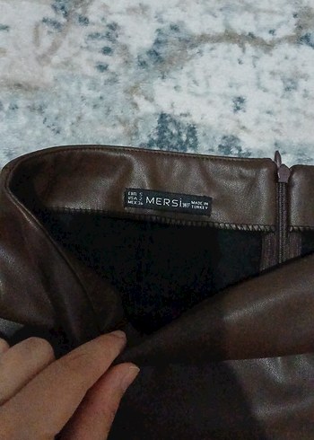 Kahverengi Deri Mini Etek - Görsel 3