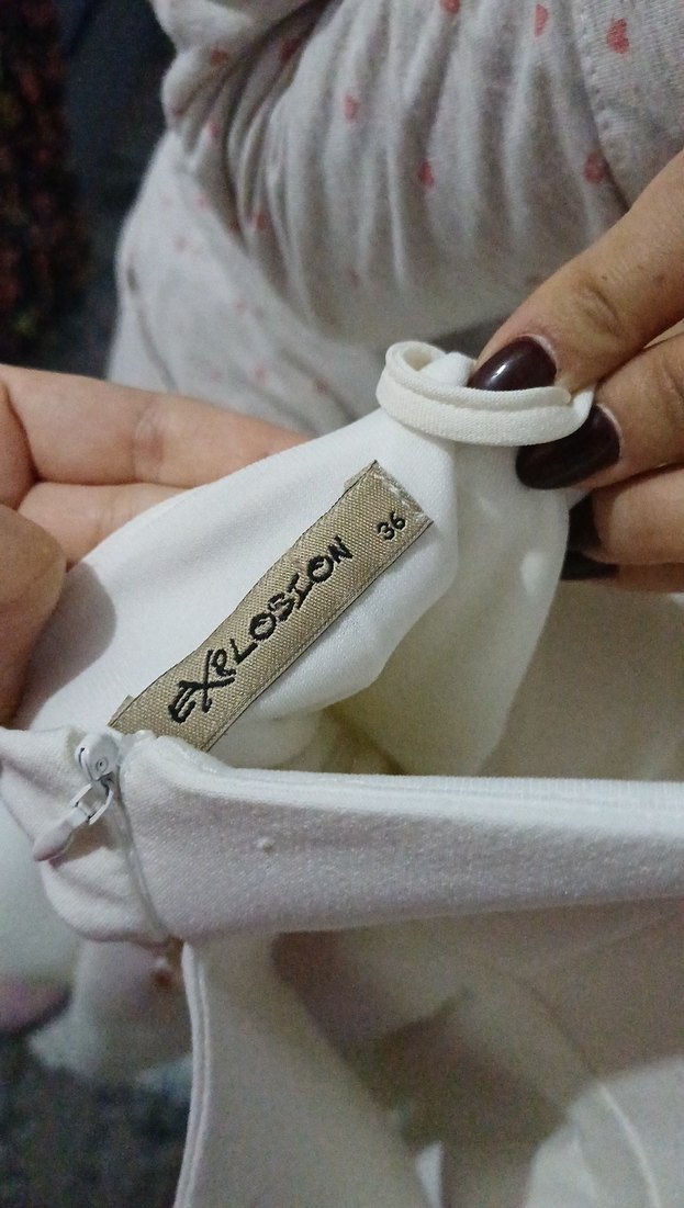 Beyaz Mini Straplez Fırfırlı Abiye Elbise - Görsel 4