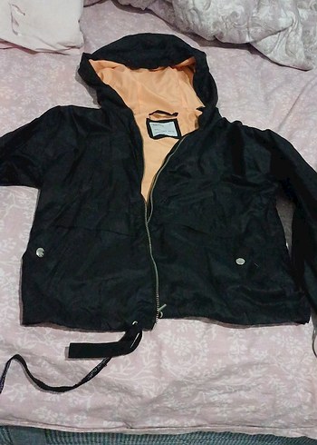 Siyah Kapüşonlu Fermuarlı Kadın Ceket - Görsel 2