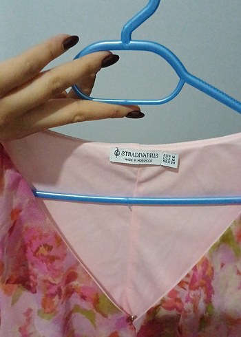 Pembe Midi V Yaka Drapeli Elbise - Görsel 3