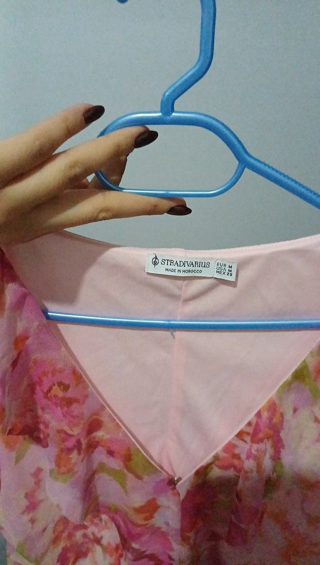 Pembe Midi V Yaka Drapeli Elbise - Görsel 3