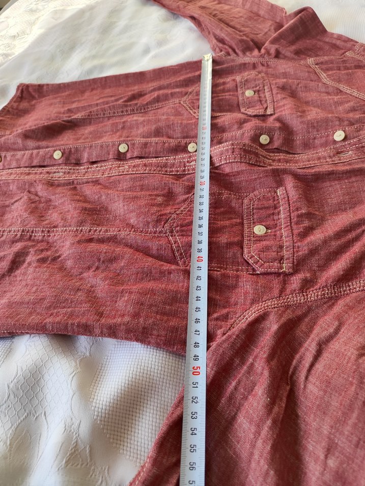 DeFacto marka Bordo Düğmeli Uzun Kollu Keten Gömlek - Görsel 4