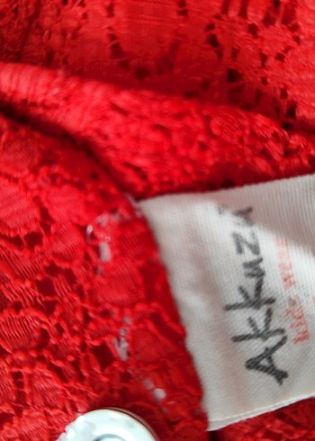 Kız Çocuk Kırmızı Dantelli Uzun Kollu Elbise - Görsel 3