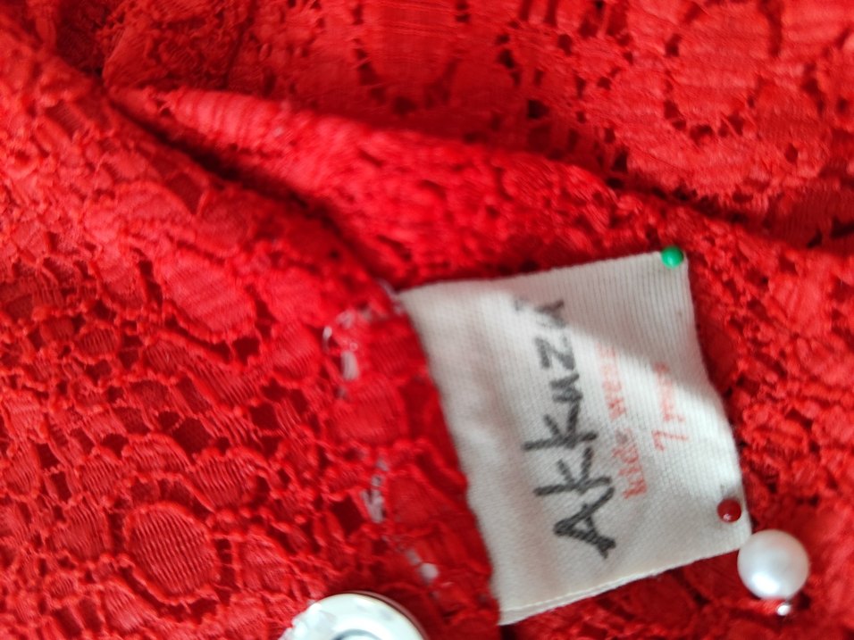 Kız Çocuk Kırmızı Dantelli Uzun Kollu Elbise - Görsel 3