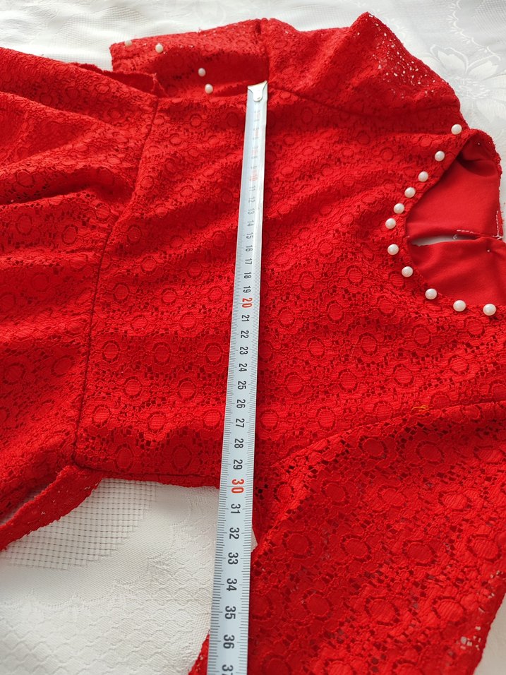 Kız Çocuk Kırmızı Dantelli Uzun Kollu Elbise - Görsel 4