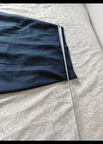 lacivert Pilili Midi Kadın Etek - Görsel 5