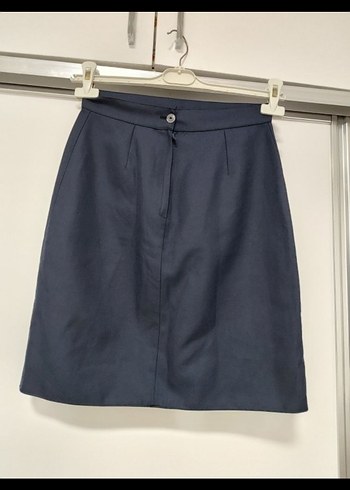 lacivert Pilili Midi Kadın Etek - Görsel 2