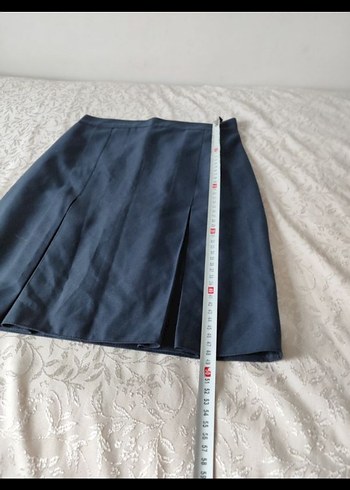 lacivert Pilili Midi Kadın Etek - Görsel 4