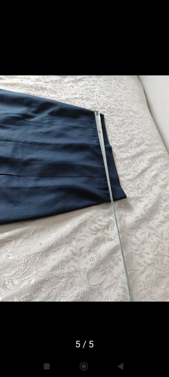 lacivert Pilili Midi Kadın Etek - Görsel 5