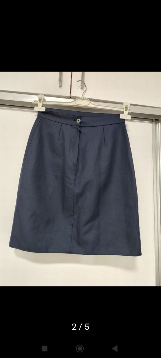 lacivert Pilili Midi Kadın Etek - Görsel 2