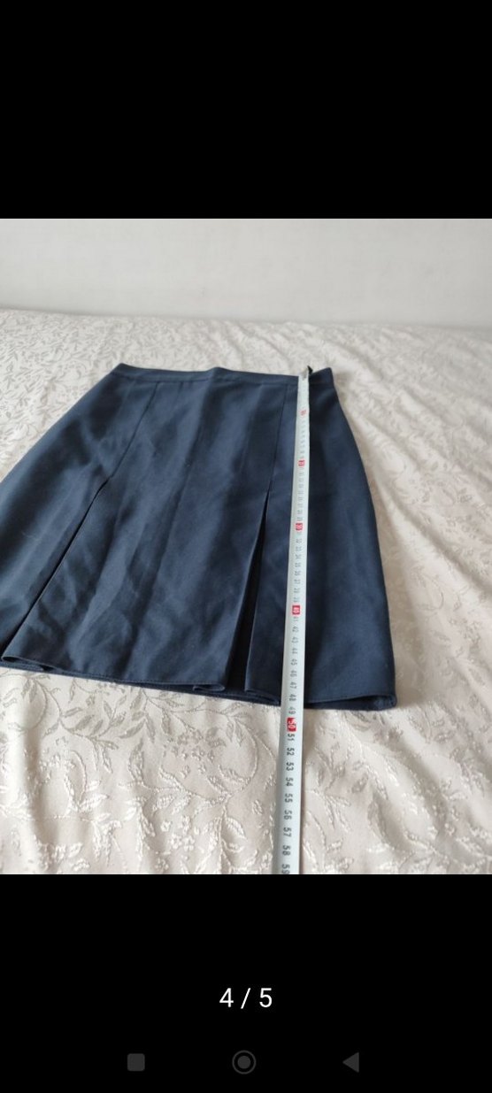 lacivert Pilili Midi Kadın Etek - Görsel 4