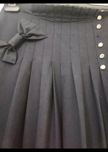 Düğmeli Lacivert Kumaş Uzun Etek - Görsel 5