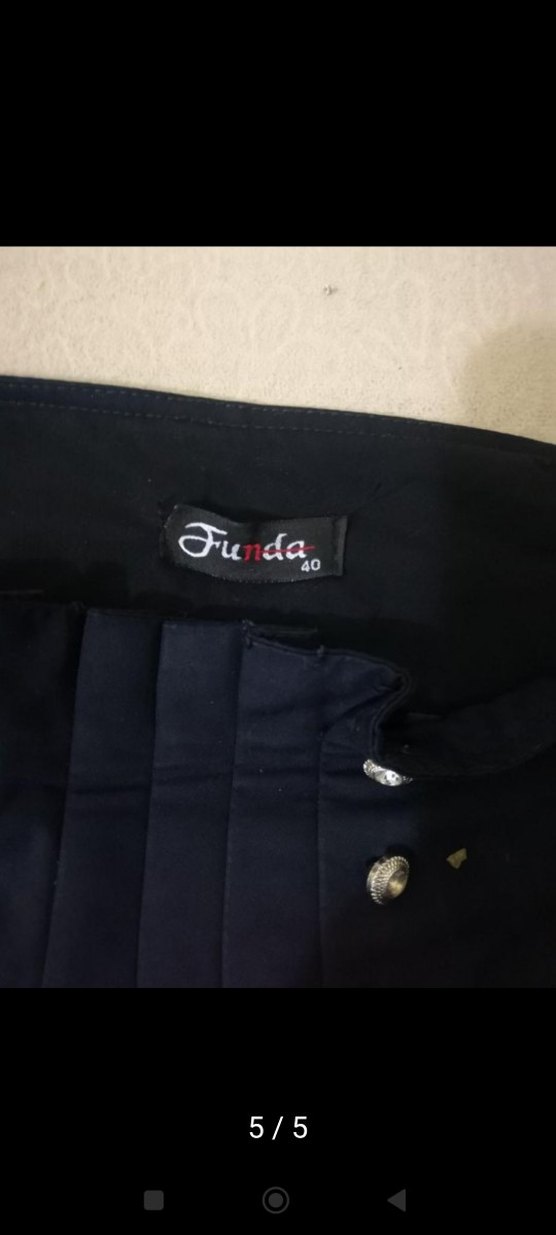 Düğmeli Lacivert Kumaş Uzun Etek - Görsel 4