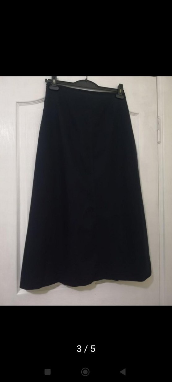 Düğmeli Lacivert Kumaş Uzun Etek - Görsel 3