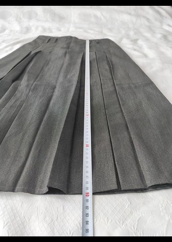 Gri Pileli Uzun Kadın Etek - Görsel 5