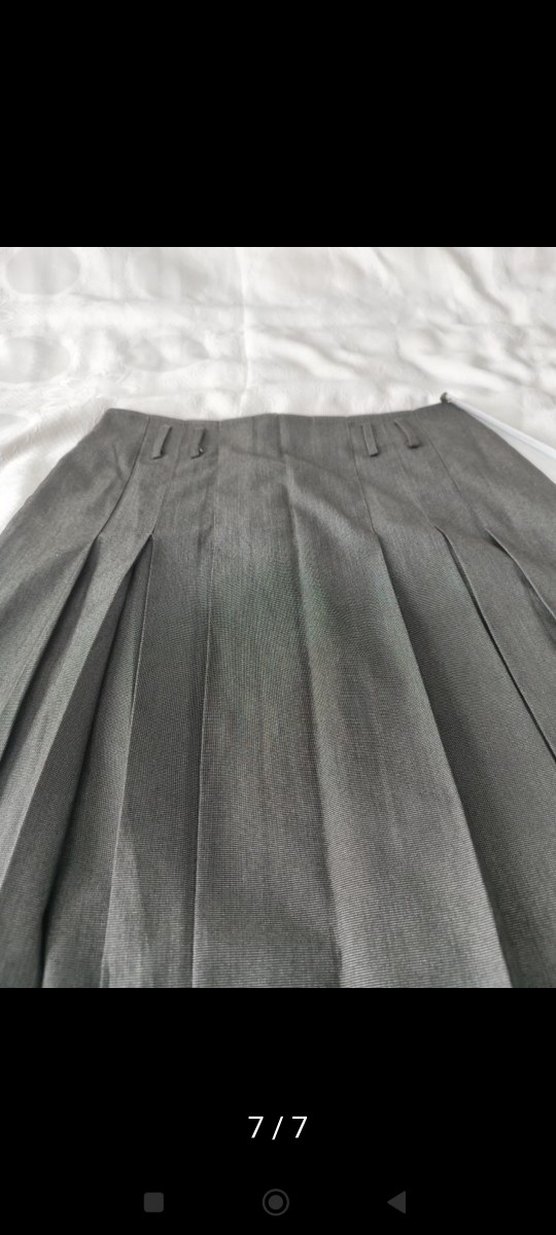 Gri Pileli Uzun Kadın Etek - Görsel 3