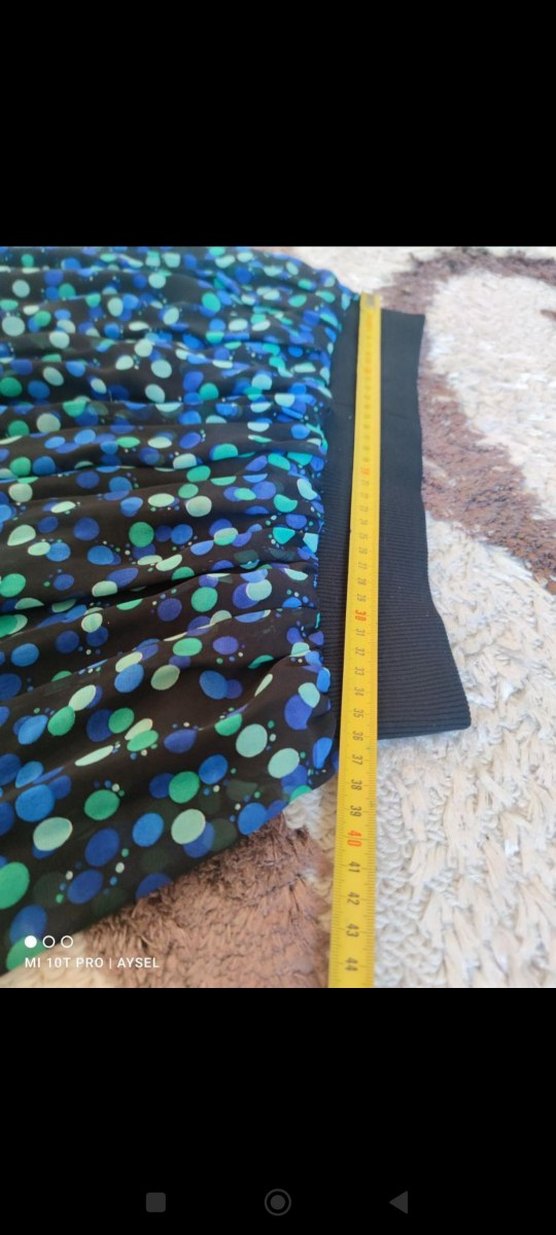 Mavi Batik Desenli Uzun Pilili Etek - Görsel 2