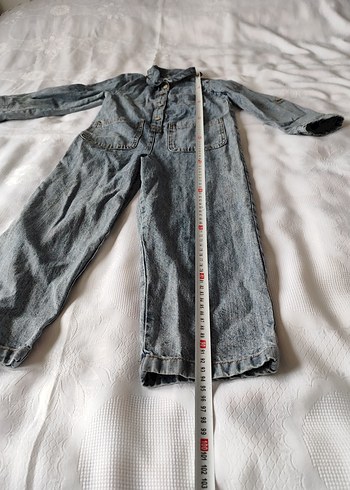 Kız Denim Tulum, Düğmeli, Uzun Kollu - Görsel 6