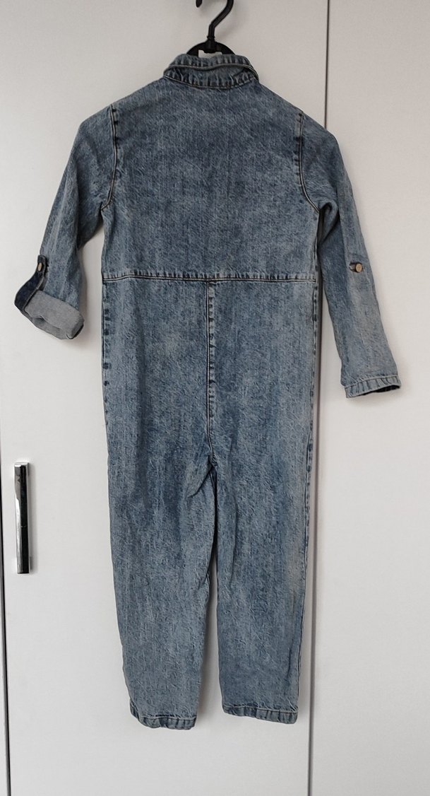 Kız Denim Tulum, Düğmeli, Uzun Kollu - Görsel 2