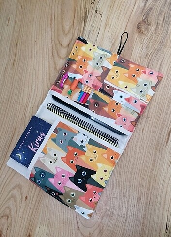 Kedi desen kitap/tablet organizeri