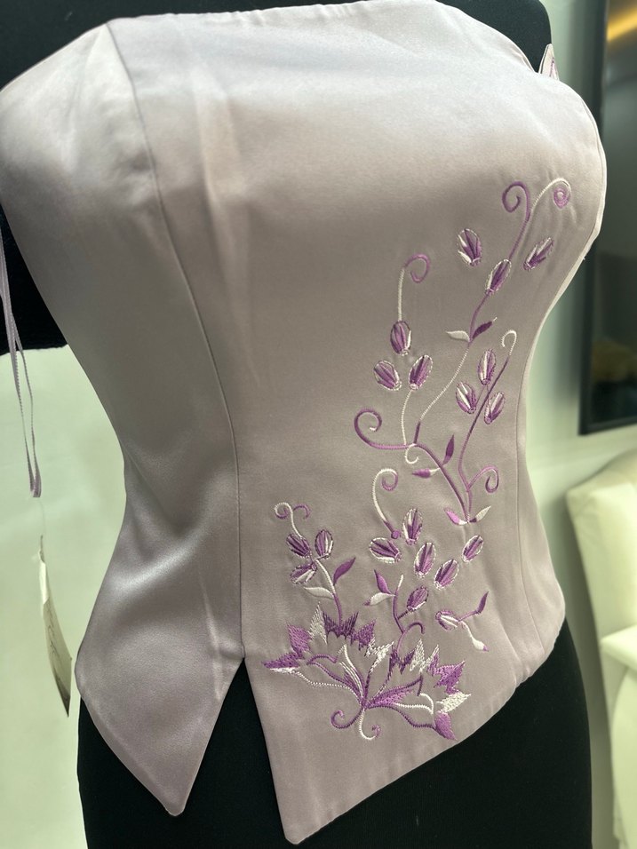 Mor Nakışlı  Straplez Büstiyer - Görsel 2