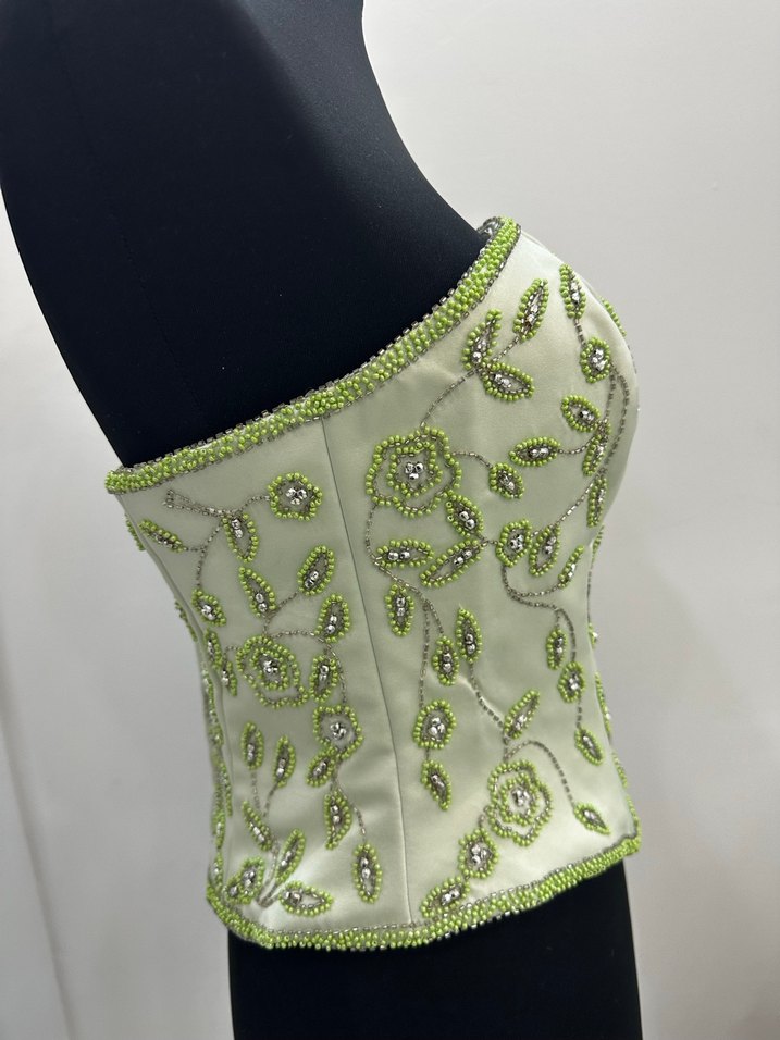 İşlemeli Boncuklu Straplez Mini Büstiyer - Görsel 2