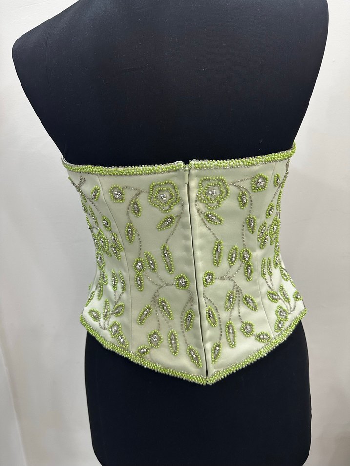 İşlemeli Boncuklu Straplez Mini Büstiyer - Görsel 3