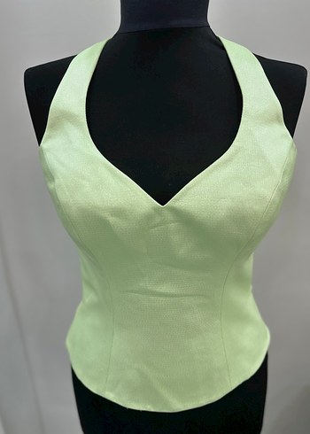 Yeşil V Yakalı Midi Büstiyer - Görsel 2