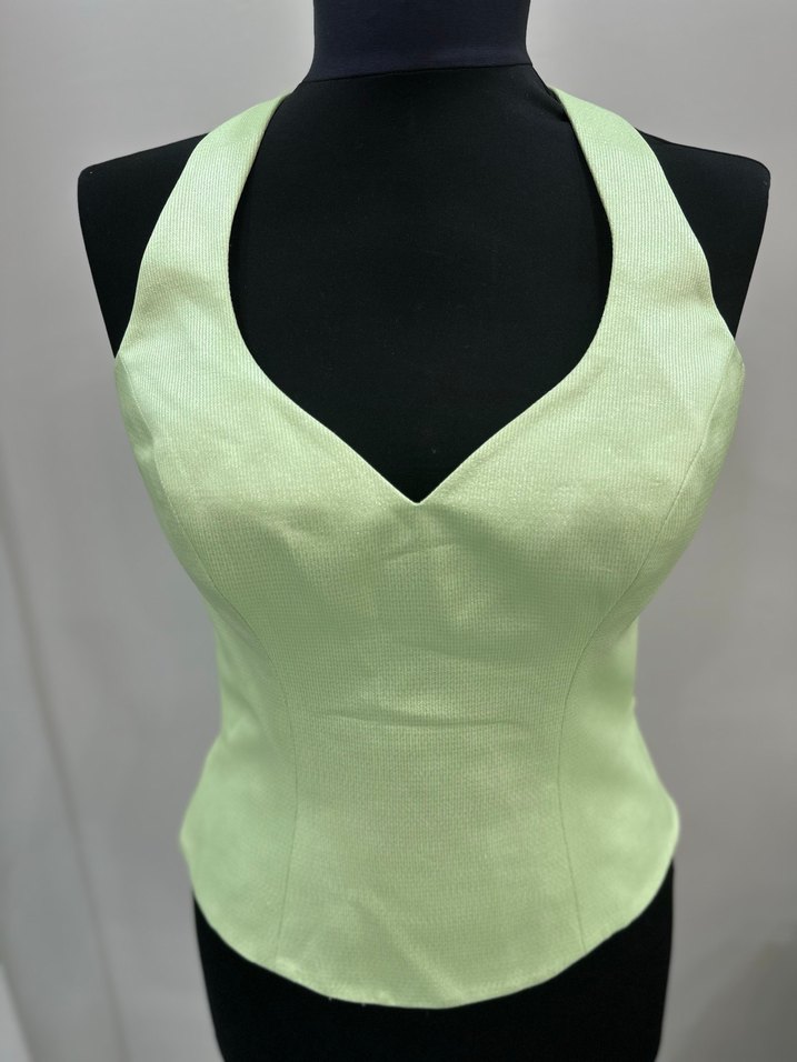 Yeşil V Yakalı Midi Büstiyer - Görsel 2
