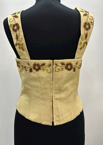 İnci İşlemeli Straplez Midi Büstiyer - Görsel 2