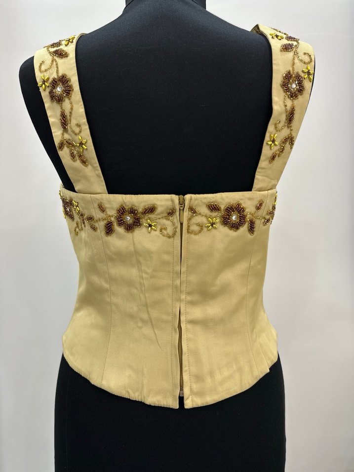 İnci İşlemeli Straplez Midi Büstiyer - Görsel 2