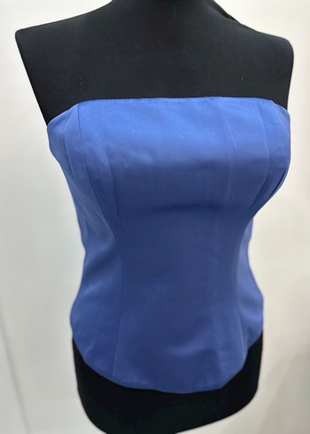 Kadın Mavi Straplez Drapeli Büstiyer - Görsel 2