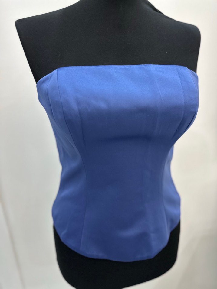 Kadın Mavi Straplez Drapeli Büstiyer - Görsel 2