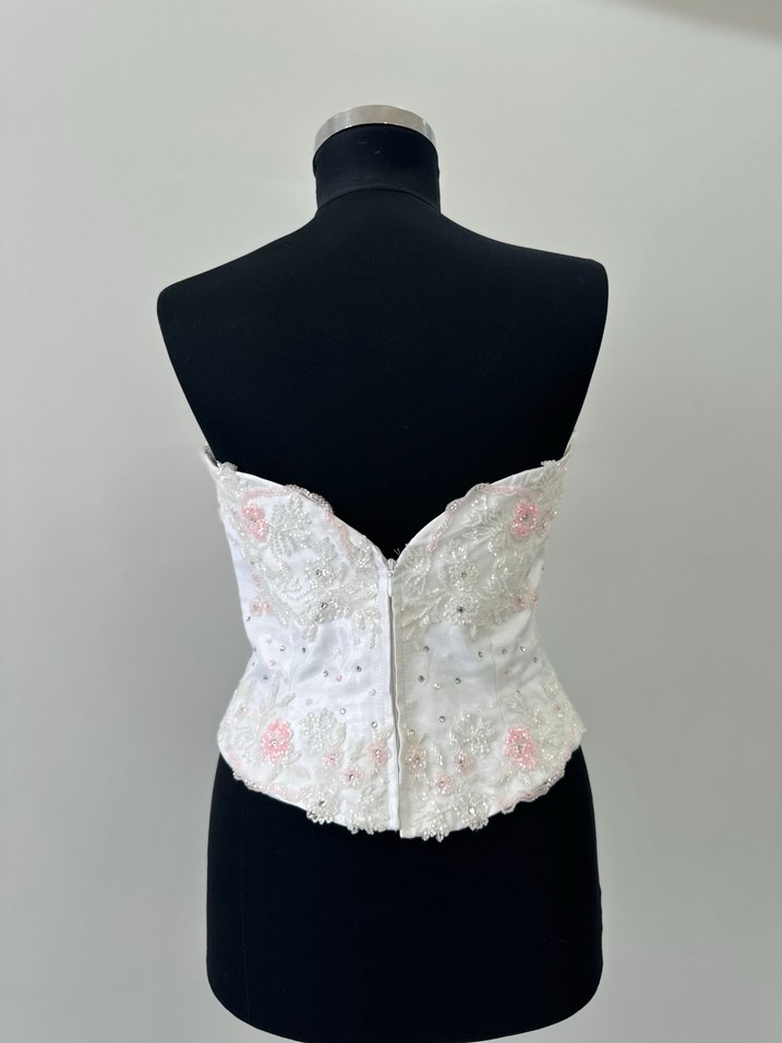 İşlemeli Boncuk Detaylı Straplez Mini Büstiyer - Görsel 2