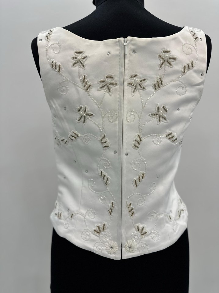 Nakışlı ve Boncuk İşlemeli Beyaz Bustiyer - Görsel 2