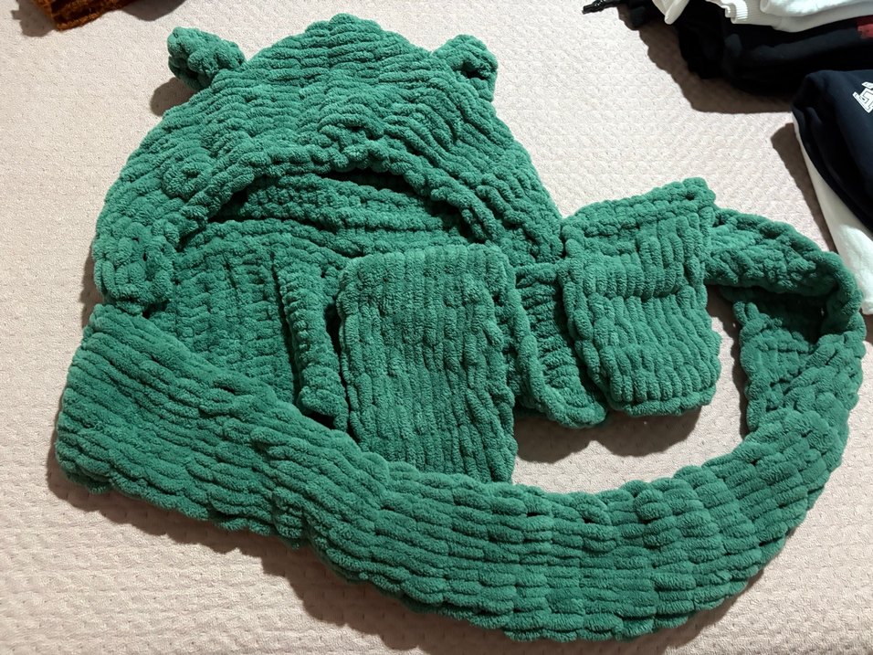 Kadın Atkı Yeşil Kurbağa Balaklava - Görsel 2