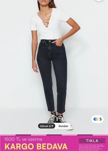 40 Beden çeşitli Renk Trendolmilla slim mom jeans