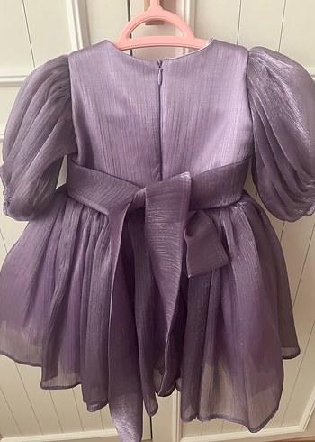 Mor Pliseli Kız Elbise - Görsel 3