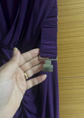 Mor Drapeli Uzun Kadın Elbise - Görsel 2