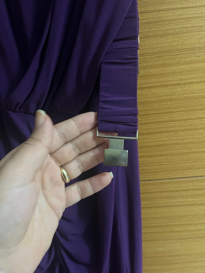 Mor Drapeli Uzun Kadın Elbise - Görsel 2