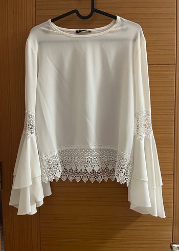 Pamuk İşlemeli Beyaz Bohem Bluz - Görsel 2