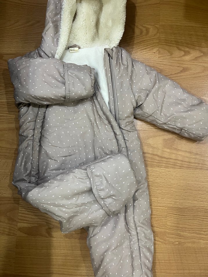 Gri Kürklü Bebek Kız Tulumu - Görsel 2