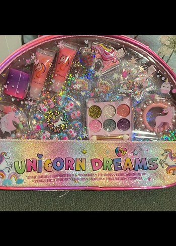Unicornlu,çantalı öakyaj&tırnak&toka set - Görsel 2